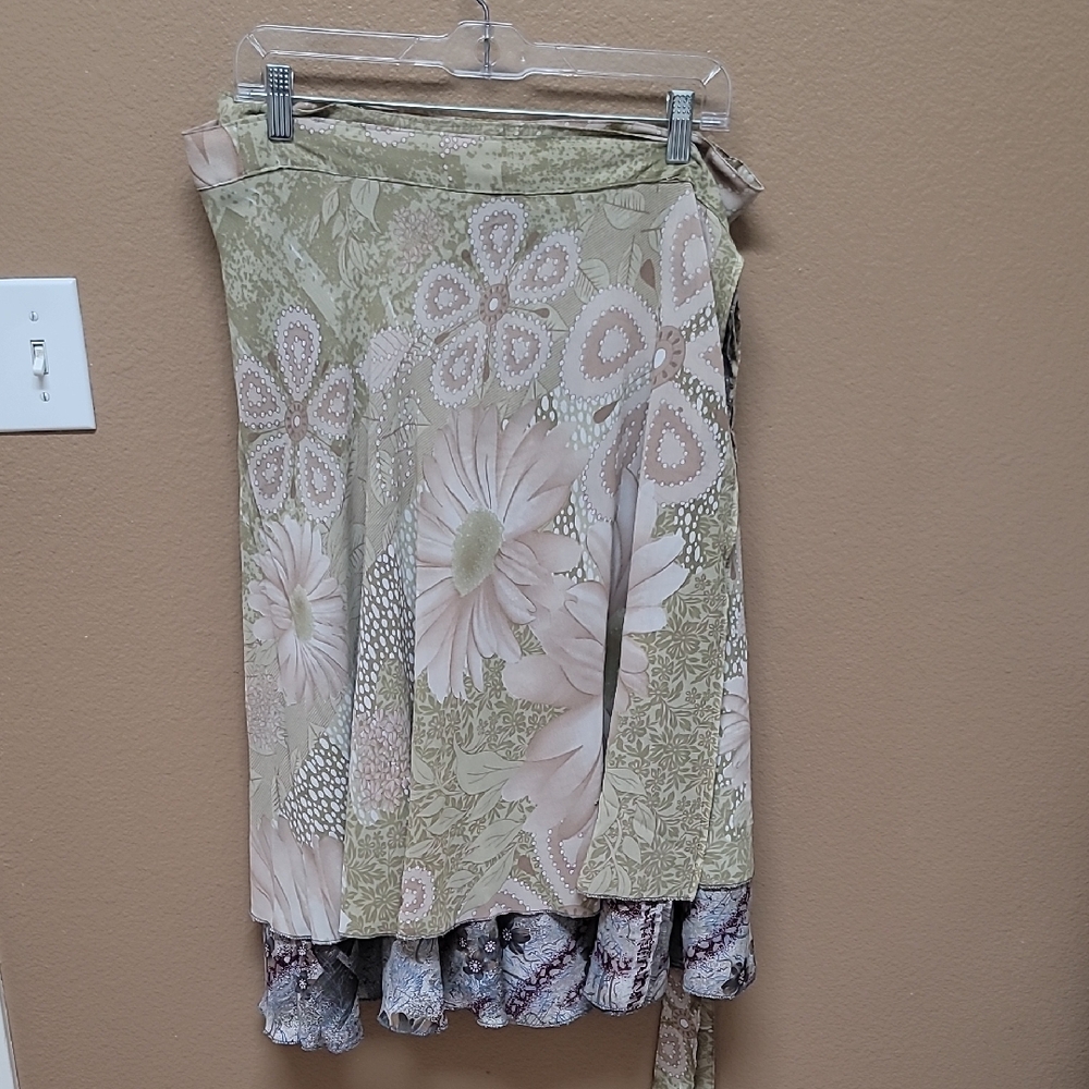 EARTHBOUND Green Tiered A-Line Skirt